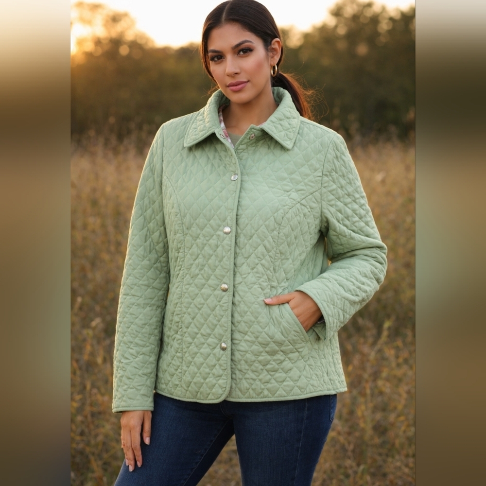 Briggs New York, Size Large Green Jacket Quilt